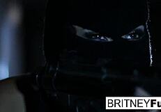 Blonde Babe Britney Leads Golden Implant Heist Into Wild Lesbian Pussy Fucking Action