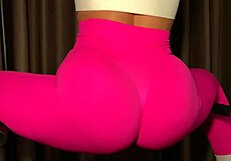 blonde wife bends over in gym leggings for creampie workout fail