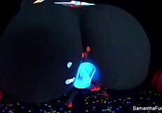 samantha saint spreads legs teasing pussy and big tits solo