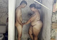 Stepmom's Naughty Shower Fuck with Hung Lover Tease