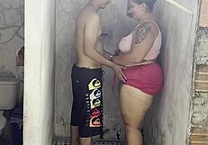 Stepmom's Naughty Shower Fuck with Hung Lover Tease