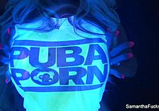 samantha saint spreads legs teasing pussy and big tits solo