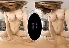 vrallure brunette bombshell teases with big tits solo toy play in voyeur pov you just watch helplessly