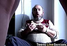 blonde secretary goes wild on ugly old coworker's tiny dick