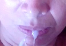 Huge Cumshots Blast My Mouth And Face From Real Cuckold Hubby Watch