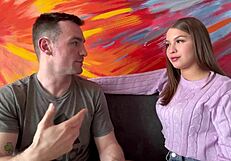 Learn kissing from pretty college brunette