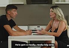 Tanned Blonde Busty MILF Tatiana Alvarez Teases Kitchen Cock Before Deepthroat Cum Swallow and Facial