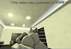 slut bends over for hard cock pounding in roblox face sitting cum