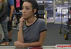 Tight babe pawns her pussy then gets smashed by monster cock at pawnshop