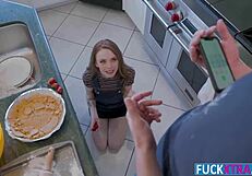 madi collins craves that big chocolate cock pounding her kitchen tight