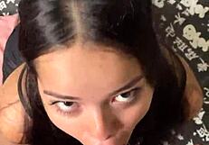 Wanna Watch This Cute Submissive GF Gagging on Huge Cock Deepthroat?