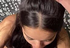 Wanna Watch This Cute Submissive GF Gagging on Huge Cock Deepthroat?