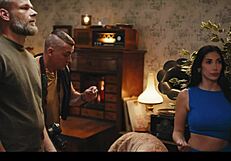 french brunette's huge fake boobs get nipples sucked frozen