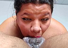 Bbw Deepthroats Ebony Cock in Sloppy 69 Position