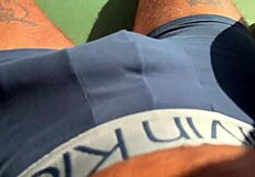 i got this hot babe jerkin my cock so sloppy fast on the terrace over ocean