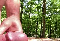 clitlicker662 flashes hairy pussy outdoors in forest voyeur update