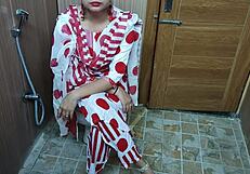 hindi stepmom catches teen stepson peeking and begs him to fuck her big tits