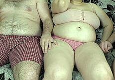 Cuckold husband watches pervert friends bareback breed fat wife creampie dump