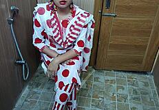 hindi stepmom catches teen stepson peeking and begs him to fuck her big tits