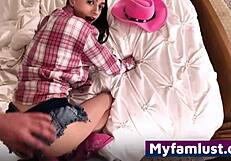 daddy teaches teen how to ride cock properly in taboo bent over doggystyle lesson