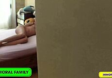 What happens when Irina cages stepson Matt and buddy Brad threesome?