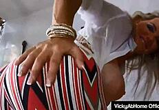 Big Boobed Blonde Vicky Vette Gulps Cum After Sloppy Deepthroat Blowjob