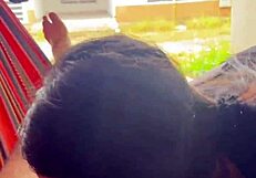 colombiana pulls out boyfriend's cock on street and sucks it hard in public