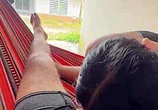 colombiana pulls out boyfriend's cock on street and sucks it hard in public