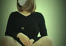 chinese ladyboy shoots hot cumshot outdoors in public spot