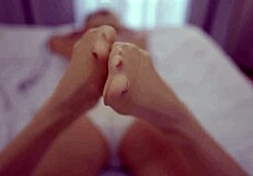 Blonde Demands Cum Explosion on Sexy Nylons Feet Fetish