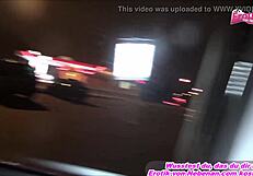 Ex-girlfriend gives car blowjob swallow cum while driving nasty