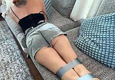 Dude this cute bound blonde indian college teen teased moaning on countertop