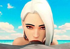 ashe drops to her knees and sucks my cock deep in 3d glory