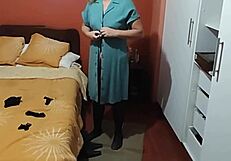 my beautiful curvy wife in erotic lingerie flashes pussy for cuckold husband