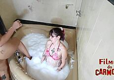 wanna watch me bareback fuck these big ass friends in the hot tub?