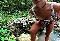 Skinny teen brunette bunny helps step-brother cum with homemade blowjob and handjob in panties