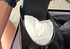 Beautiful black model teases in pleaser heels stripping clothes homemade foot fetish legs toes preview