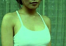 SHOCKING JAPANESE SLUT SWALLOWS CUM FROM SPORTS BRA FAT ASS BACK VIEW!