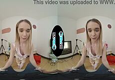 Blonde teen takes big cock missionary doggystyle creampie riding