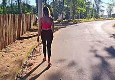 Met a naughty country girl on the street and took her to the woods for fun