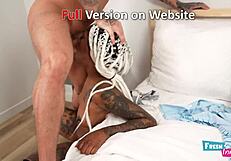 this cute ebony tattooed teen gets fucked hard by her trainer