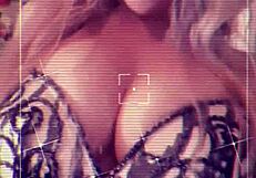 Blonde findom goaldigger sings in glasses and heels