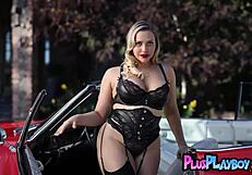 Sexy Ebony Milf's Big Tits Striptease Tease Takes the Wheel!