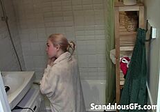 Ex-Girlfriend Bathes Naked in Bathtub with Shaved Pussy on Display