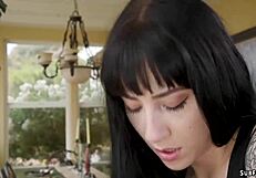 Stepdad Deepthroats and Anal Fucks Bound Goth Teen and Big-Titted Wife Hard