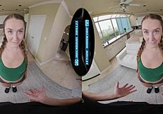 Curvy redhead teen Chloe Marie babysits with big tits ride