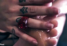 Blonde Latina Goddess Chokes Deepthroat Sucking Feet Heels Toes Licking