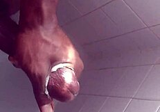 i skeet hard in the shower on my big black tits