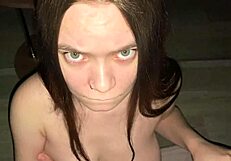 GOOD GIRL KNEELS FOR STEPDAD DEEPTHROAT BLOWJOB CUM ON BIG NATURAL TITS