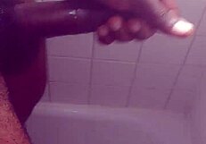 i skeet hard in the shower on my big black tits